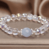 White Crystal Bracelet with Aquamarine Focal – Clarity & Serenity
