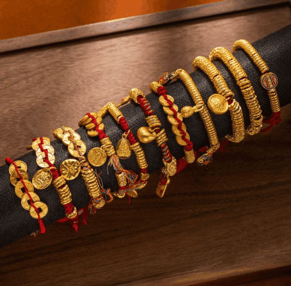 Fortune Coil Red String Bracelet – New Chinese Style, Caishen Coin Charm