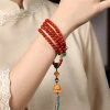 Tibetan-Style 108 Red Agate Mala Necklace – Auspicious Blessings & Love Harmony