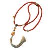 Tibetan-Style 108 Red Agate Mala Necklace – Auspicious Blessings & Love Harmony