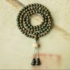Green Sandalwood 108 Mala Beads with Lotus & Gourd Accents – Spiritual Balance