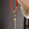 Tibetan-Style 108 Red Agate Mala Necklace – Auspicious Blessings & Love Harmony