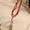 Tibetan-Style 108 Red Agate Mala Necklace – Auspicious Blessings & Love Harmony