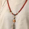 Tibetan-Style 108 Red Agate Mala Necklace – Auspicious Blessings & Love Harmony