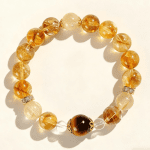 Golden Rutilated Quartz & Tiger’s Eye Bracelet with Crystal Accents – Wealth & Clarity