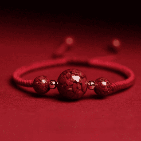 Cinnabar Crystal Sand Red String Bracelet – Hand-Braided Macramé