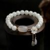 Jade Blossom Bracelet – Natural Jade with 14K Gold & Shell Flower Charm
