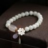 Jade Blossom Bracelet – Natural Jade with 14K Gold & Shell Flower Charm