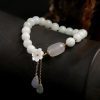 Jade Blossom Bracelet – Natural Jade with 14K Gold & Shell Flower Charm