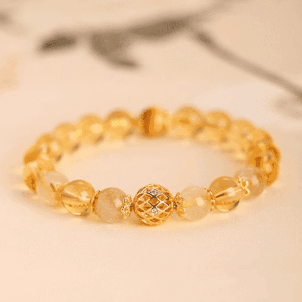 Citrine, Rutilated Quartz & Tiger’s Eye Fortune Orb Bracelet