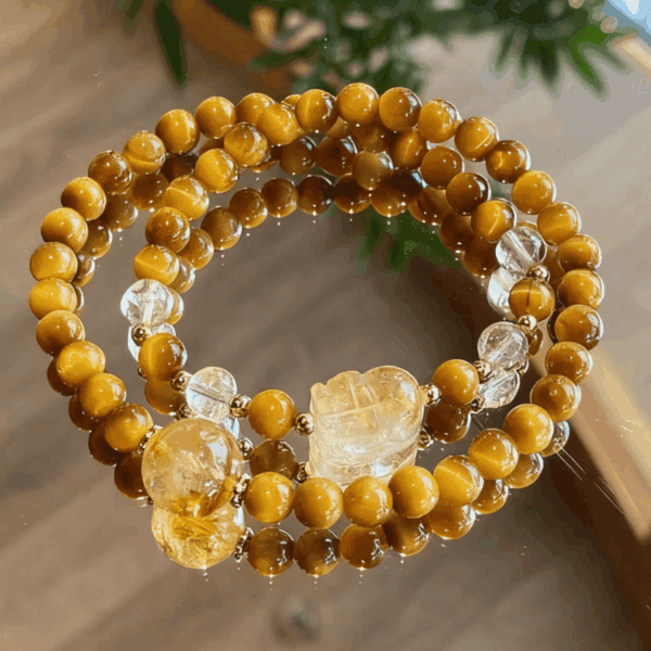 Golden Tiger’s Eye Pixiu Wealth Bracelet – Protection & Focus & Abundance