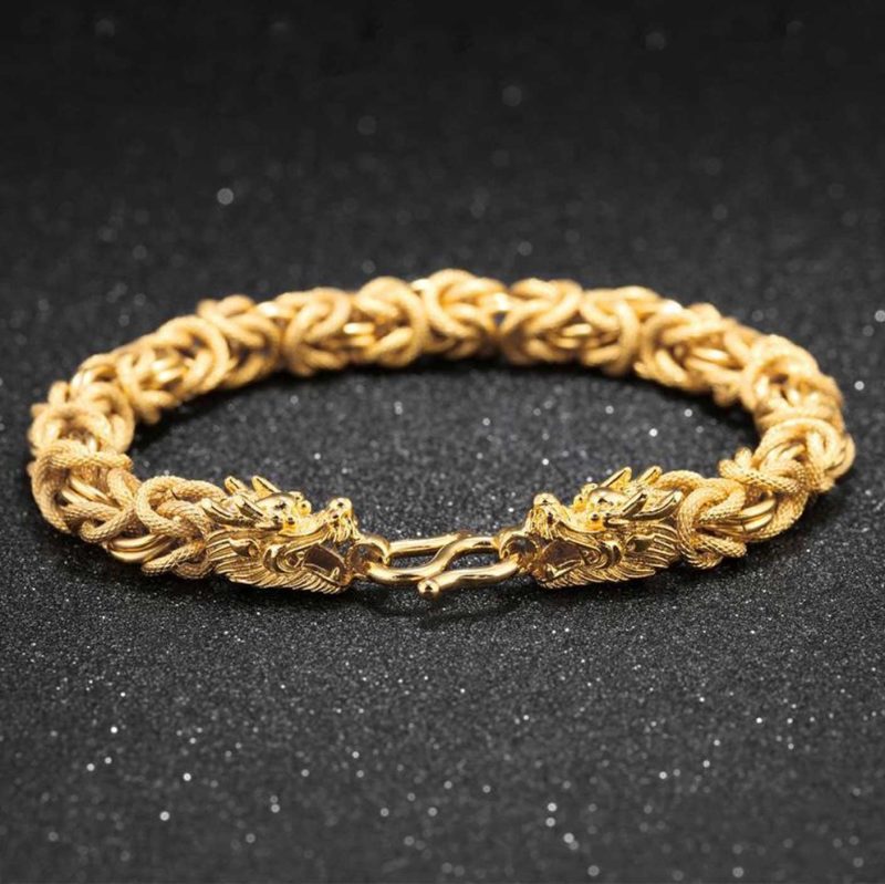 Double-Headed Golden Dragon Luck Bracelet - Buddha & Karma