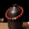 Cinnabar & Sunstone Bracelet with Silver Enamel Lotus – Protection & Prosperity