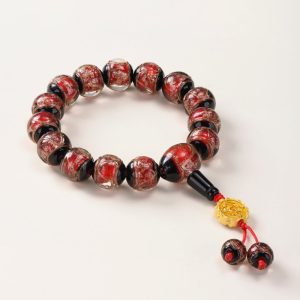 Crimson Ash-Glass Bead Bracelet – Connection & Protection