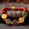 Five Elements Cinnabar Wealth Bracelet – Tibetan Prosperity Thangka Beads
