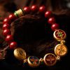 Five Elements Cinnabar Wealth Bracelet – Tibetan Prosperity Thangka Beads