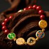 Five Elements Cinnabar Wealth Bracelet – Tibetan Prosperity Thangka Beads