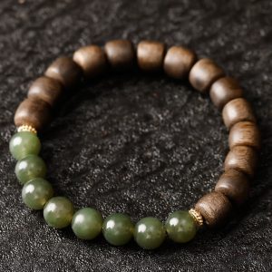 Agarwood & Hetian Jade Harmony Bracelet