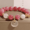 2285f74e0db2754bb62f7b78d6ffd5dc Pink Tourmaline Bracelet with Clover Charm & Peace Pendant – Love & Harmony