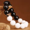 Yin-Yang Obsidian & White Shell Bracelet – 925 Silver Mantra Bead