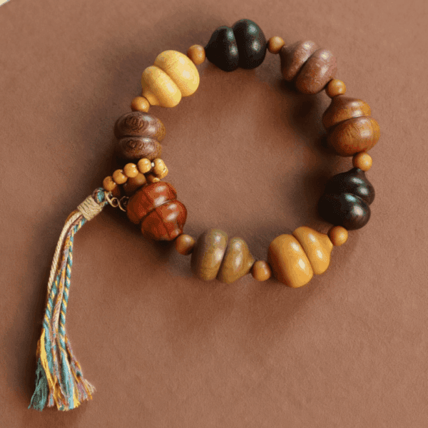 Nine-Treasure Gourd Bracelet – Mixed Rare Woods for Protection & Harmony