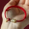 Cinnabar Fortune Gourd Red String Bracelet – Jade Inlay, Hand-Braided (2 Colors)