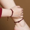 Purple Goldstone Rose Macramé Bracelet/Anklet – Wine Red