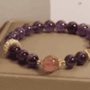 Celestial Romance Bracelet – Amethyst & Strawberry Quartz Grace