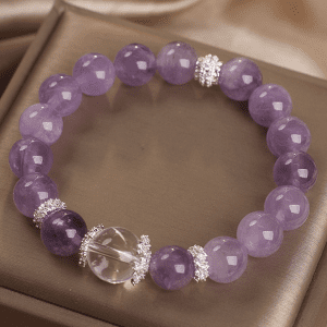 Lavender Serenity Bracelet with Amethyst & Clear Quartz for Clarity & Calm