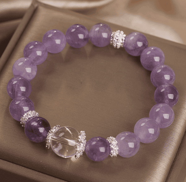 Lavender Serenity Bracelet with Amethyst & Clear Quartz for Clarity & Calm
