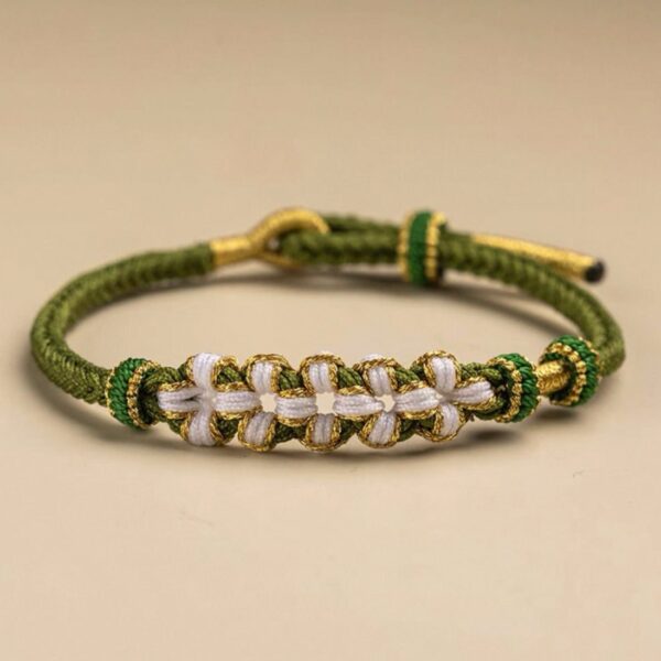 Peach Blossom Weave Bracelet – Hand-Braided, Bead-Through Design (4 Color)