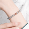 Gray Moonstone & Strawberry Quartz Bracelet – Soft Glow, Feminine Poise