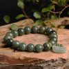 Green Jade Bracelet with Pixiu - Invite Wealth & Calming Energies - Buddha & Karma