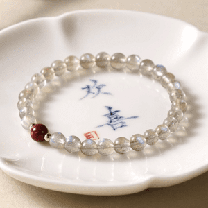 Gray Moonstone & Strawberry Quartz Bracelet – Soft Glow, Feminine Poise
