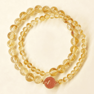 Golden Rutilated Quartz & Cinnabar Prosperity Bracelet