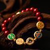 Five Elements Cinnabar Wealth Bracelet – Tibetan Prosperity Thangka Beads