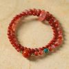 Double-Wrap Red Agate & Watermelon Crystal Bracelet – Women’s Protection & Vitality Talisman