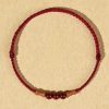 Cinnabar Peachwood Bamboo Red String Bracelet – Minimal Talisman (3 Colors)