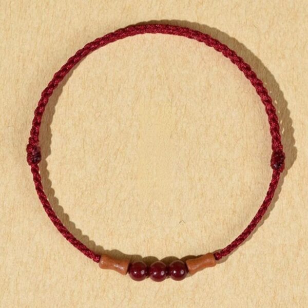 Cinnabar Peachwood Bamboo Red String Bracelet – Minimal Talisman (3 Colors)