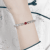 Gray Moonstone & Strawberry Quartz Bracelet – Soft Glow, Feminine Poise
