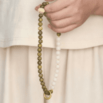 Double-Wrap Green Sandalwood Bodhi Lotus Bracelet – Natural Wood Serenity&Blessing &Protection