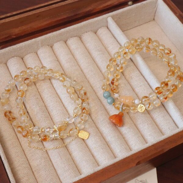 Golden Fortune Double-Wrap Citrine Bracelets – Women’s Prosperity & Blessing Styles