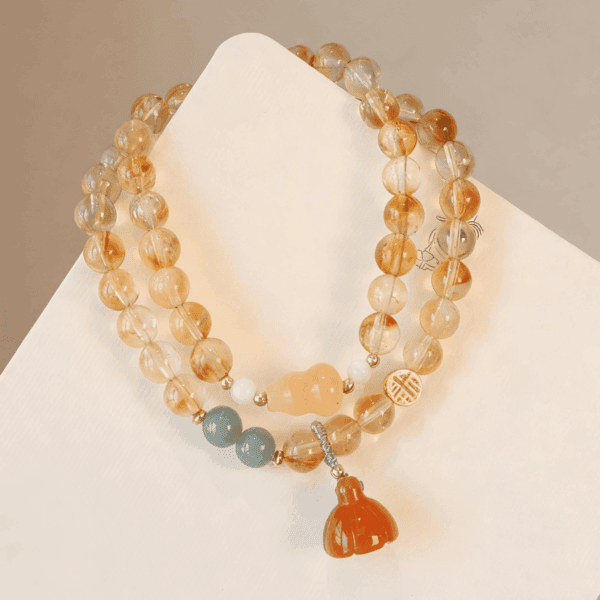Golden Fortune Double-Wrap Citrine Bracelets – Women’s Prosperity & Blessing Styles