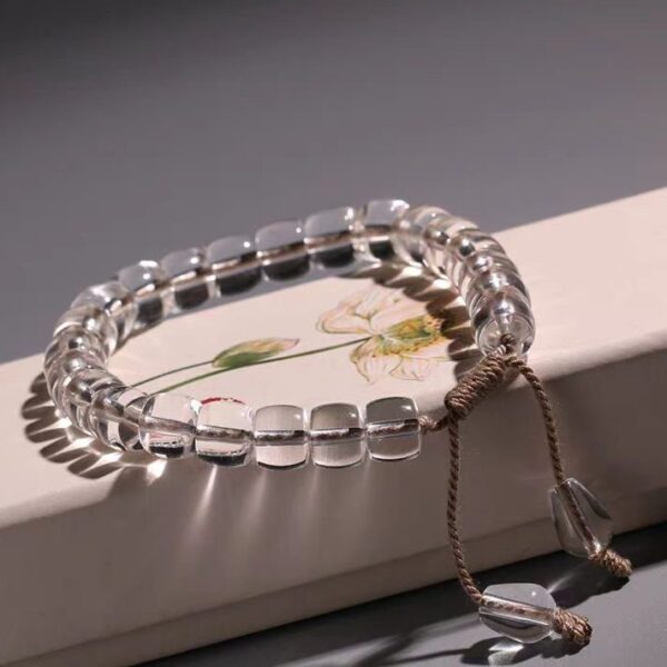 Clear Quartz Cushion-Bead Bracelet – Clarity & Balance