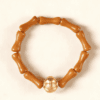 Olive Wood Bamboo-Style Bead Ring with Golden Accent – Women’s Natural Talisman
