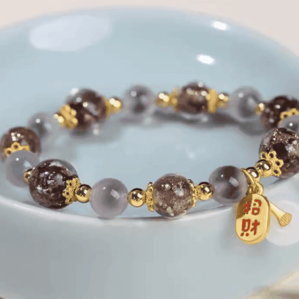 Pink Agate & Luminous Glass Fortune Bracelet