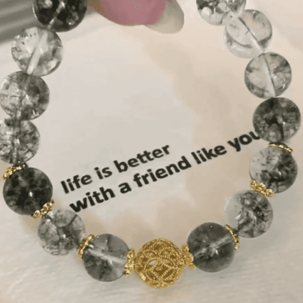 Phantom Garden Bracelet – Green Phantom Quartz & Gold Filigree Harmony