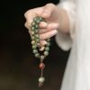 Green Sandalwood Double-Wrap Mala Bracelet with Bodhi Accents – Protection & Mindfulness
