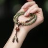 Green Sandalwood Double-Wrap Mala Bracelet with Bodhi Accents – Protection & Mindfulness