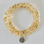 Golden Citrine Double-Wrap Bracelet with Silver Fortune Coin – Prosperity & Balance